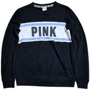 PINK Victoria's Secret Crewneck Sweatshirt Women's Size XS Black Logo Graphic